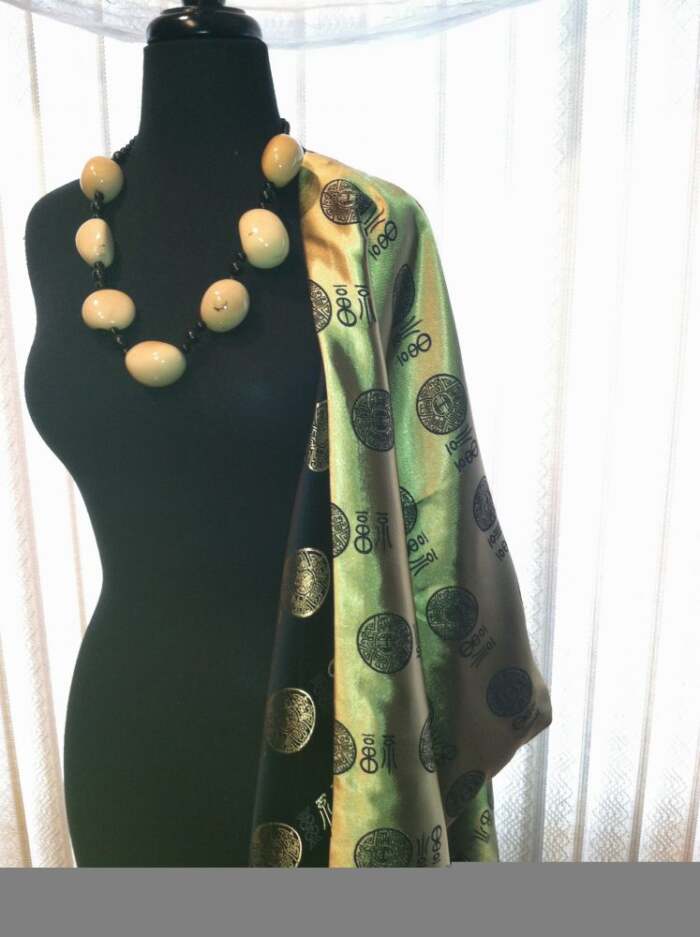 Black Reversible Satin & Silk Wrap